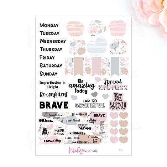 D14 | Affirmation Journaling stickers -Neutral