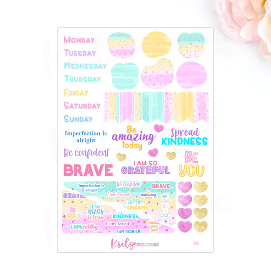 D13 | Affirmation Journaling stickers -Pastel