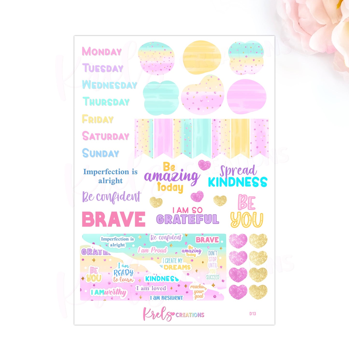 D13 | Affirmation Journaling stickers -Pastel