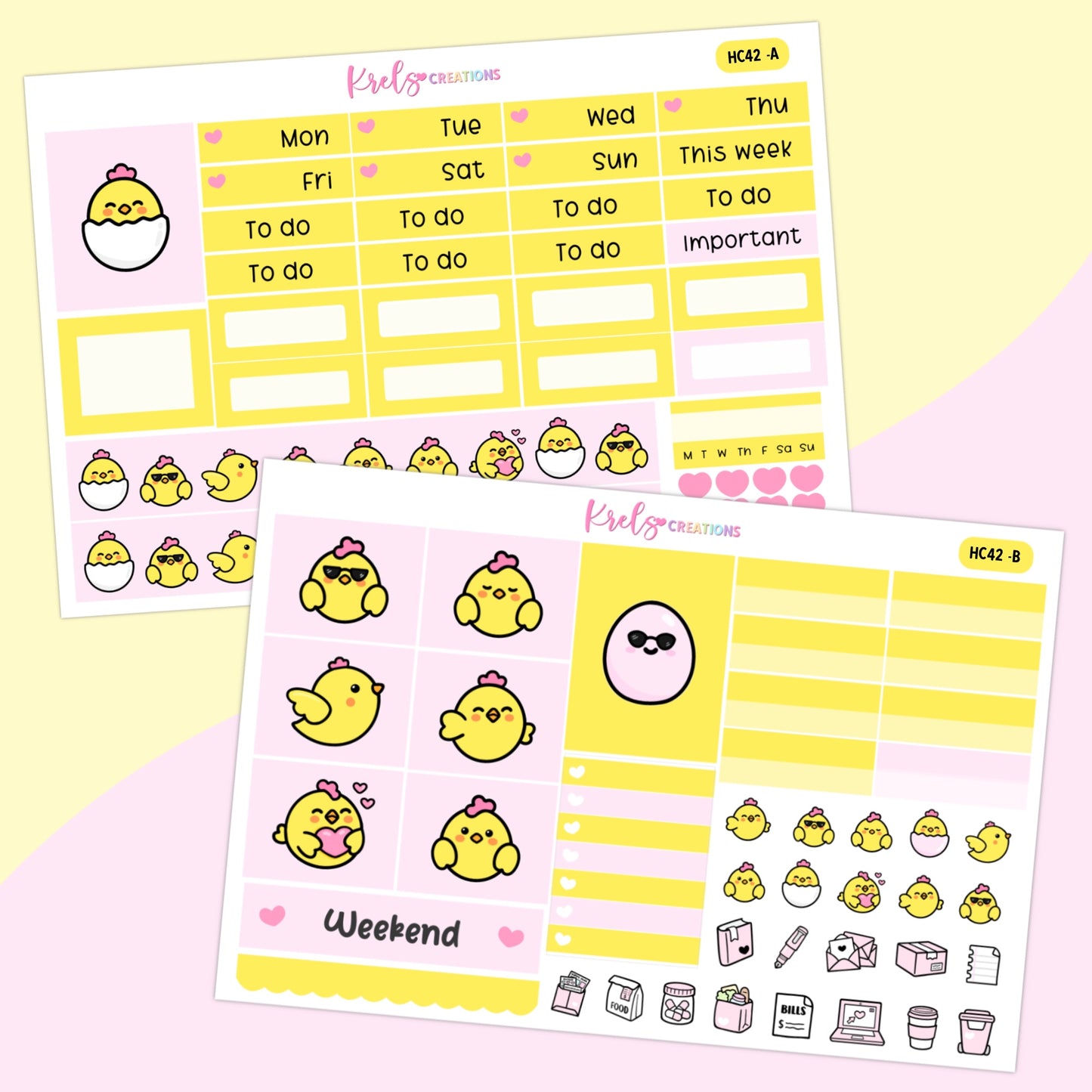 HC42 | Chicks | Hobonichi cousin -2sheets