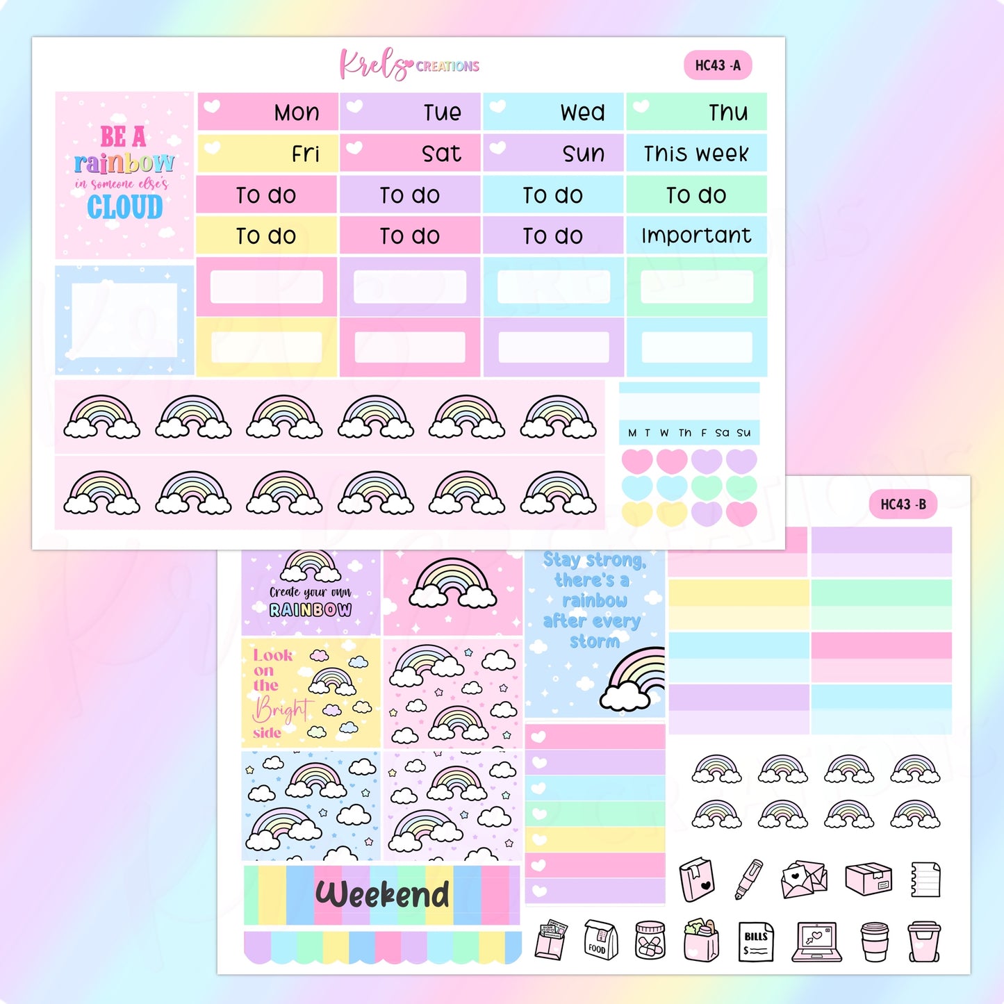 HC43 | Rainbow | Hobonichi cousin -2 sheets