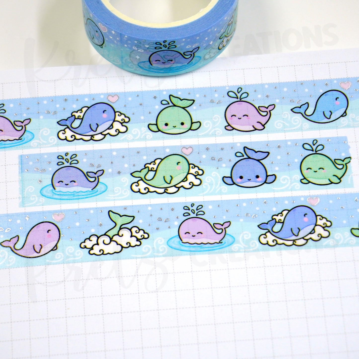 Oh Whale! | Silver foil | 15mm washi tape