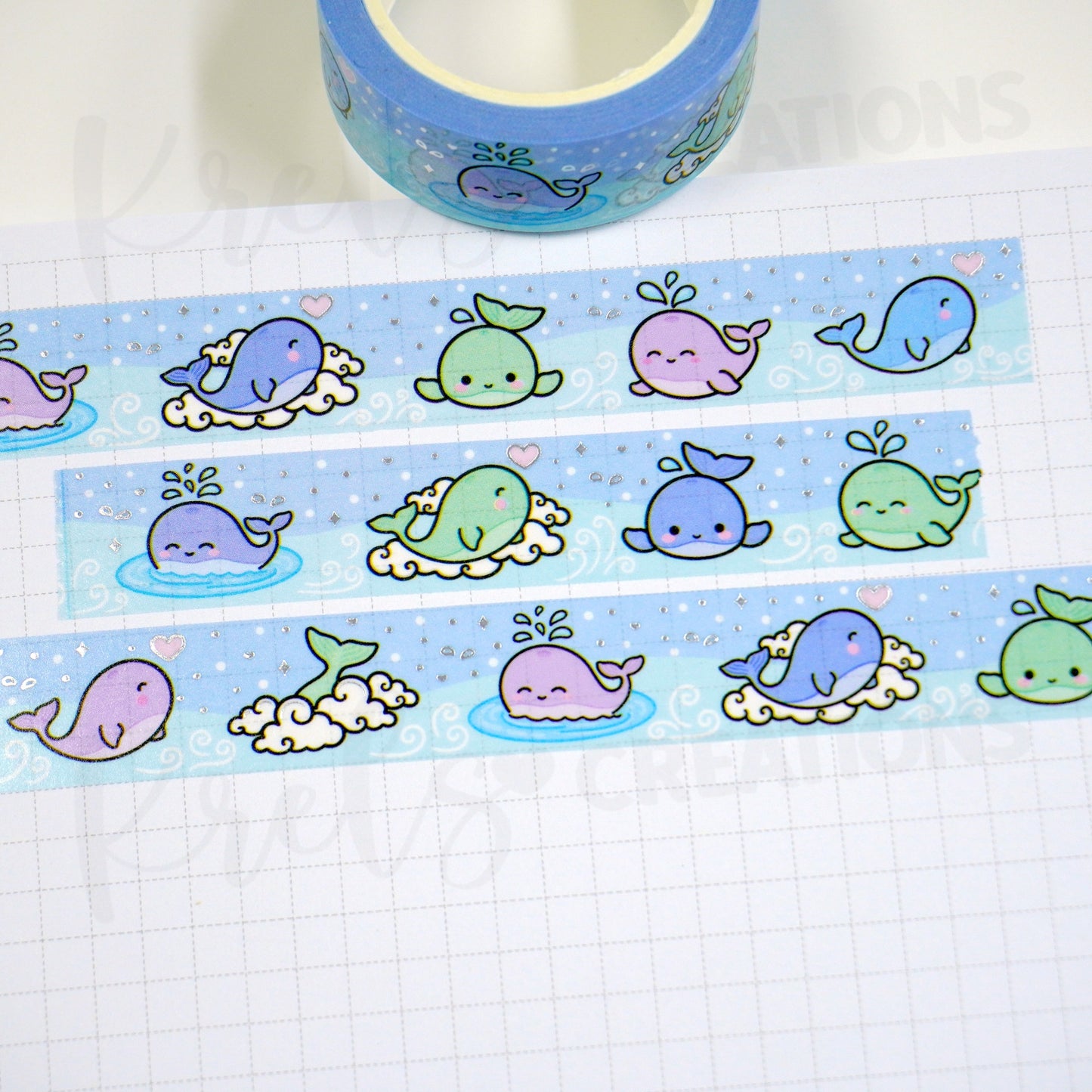 Oh Whale! | Silver foil | 15mm washi tape
