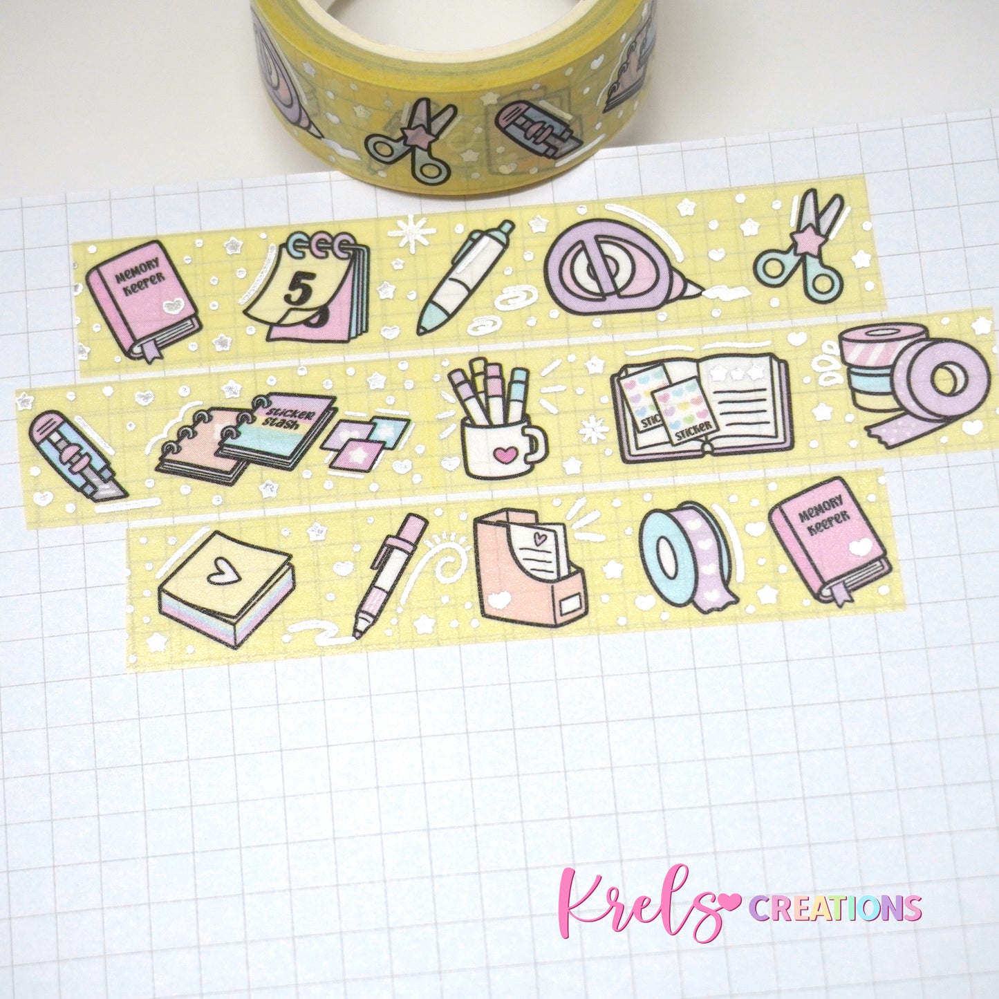 Planner love -Yellow | Silver foil | 15mm washi tape