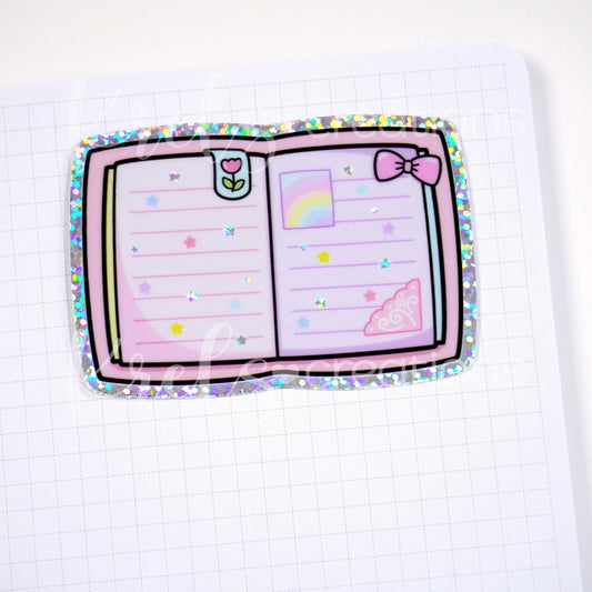 Pink notebook | Glitter Die-cut sticker