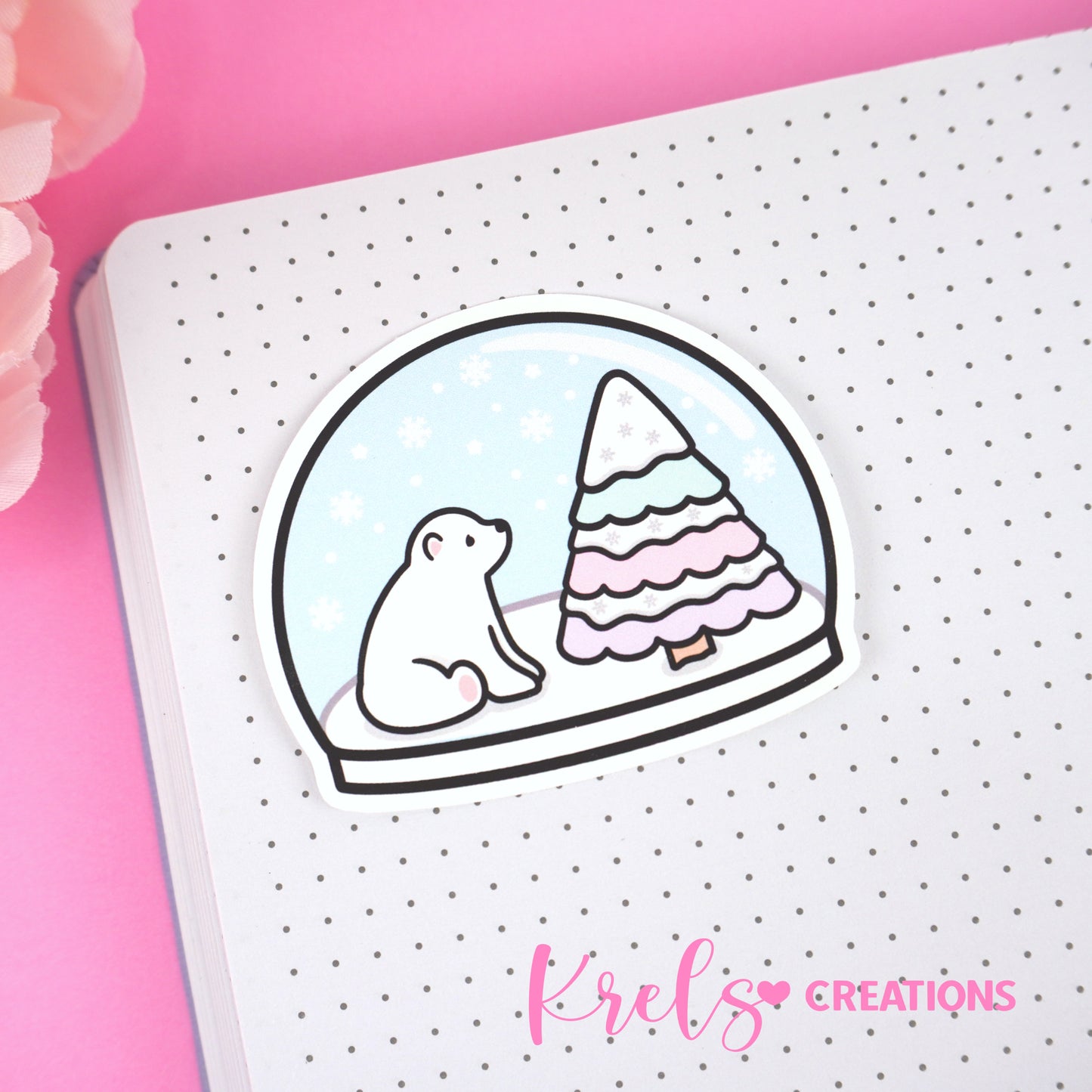 Polar bear snow globe V.2 | Die-cut sticker