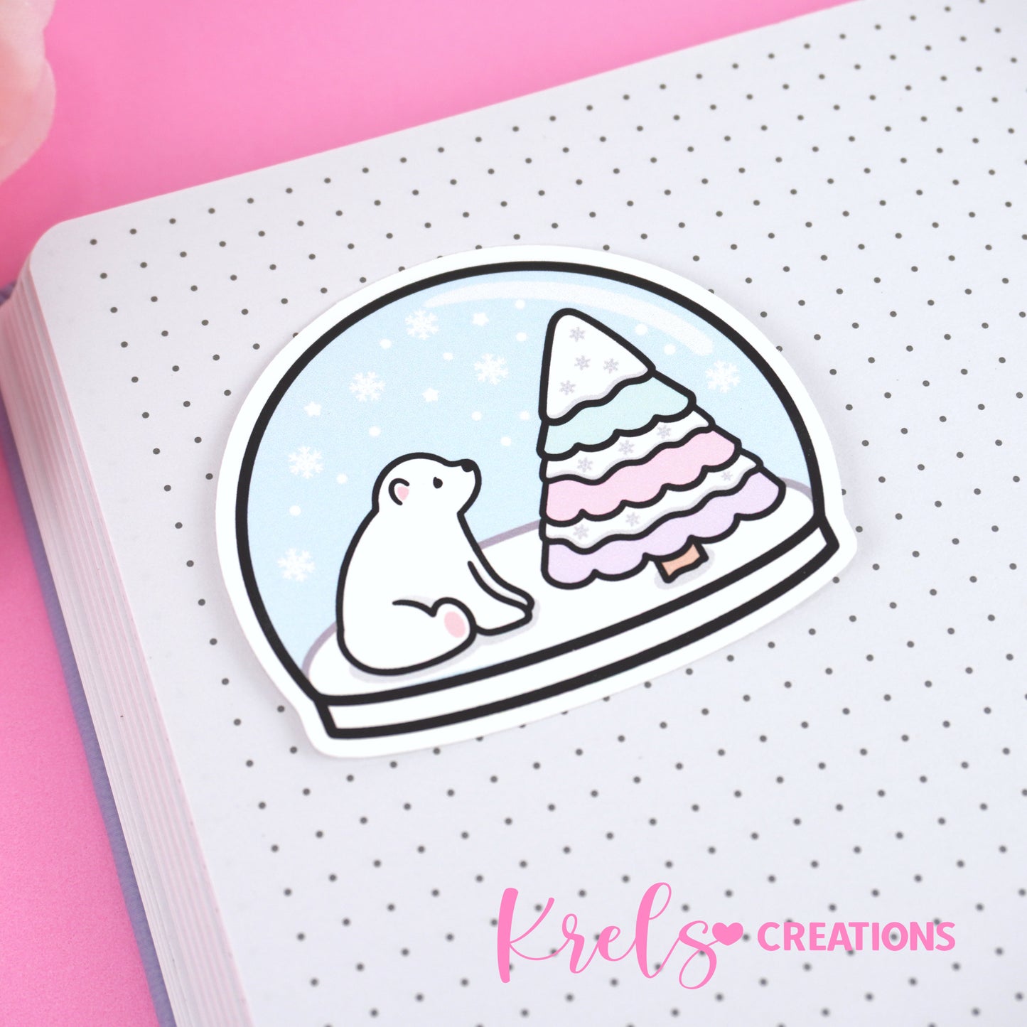 Polar bear snow globe V.2 | Die-cut sticker