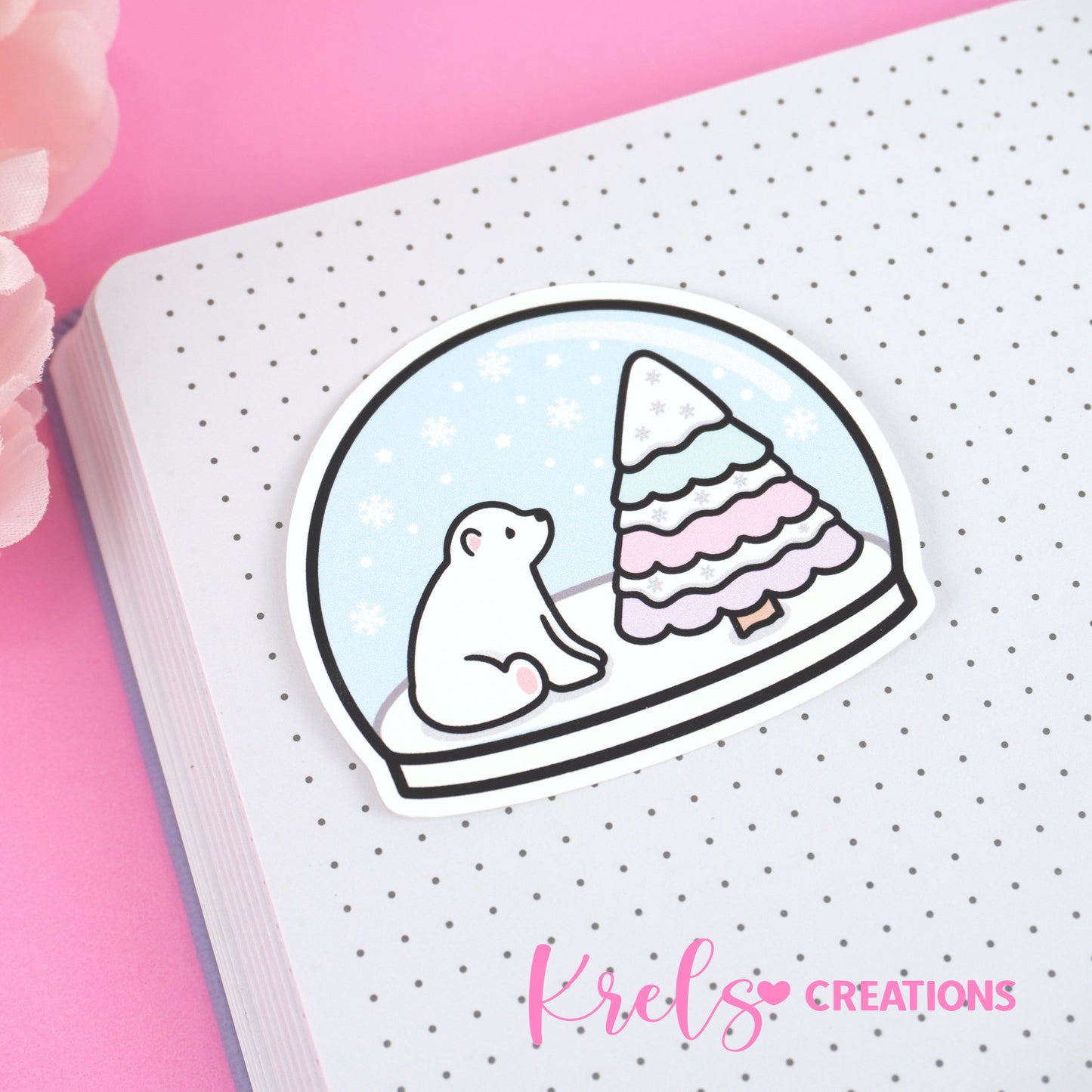 Polar bear snow globe V.2 | Die-cut sticker