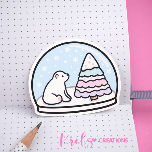 Polar bear snow globe V.2 | Die-cut sticker