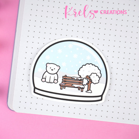 Polar bear snow globe V.1 | Die-cut sticker