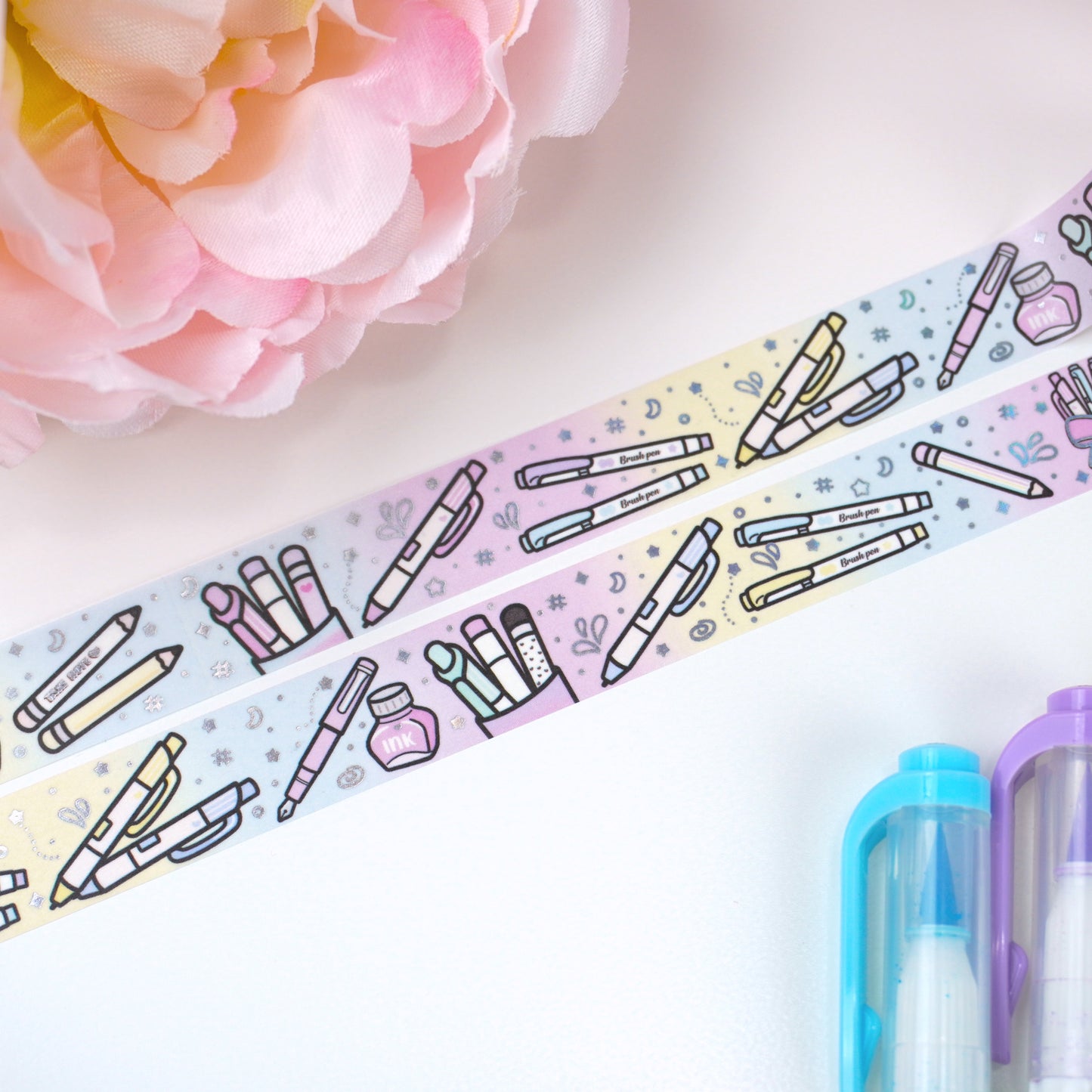 I love pens | Holo foil | 15mm washi tape