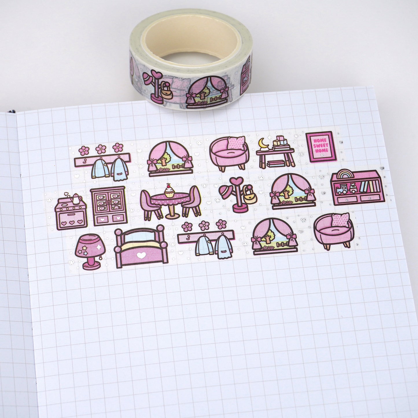 Home Sweet Home - White | Silver foil | 15mm washi tape