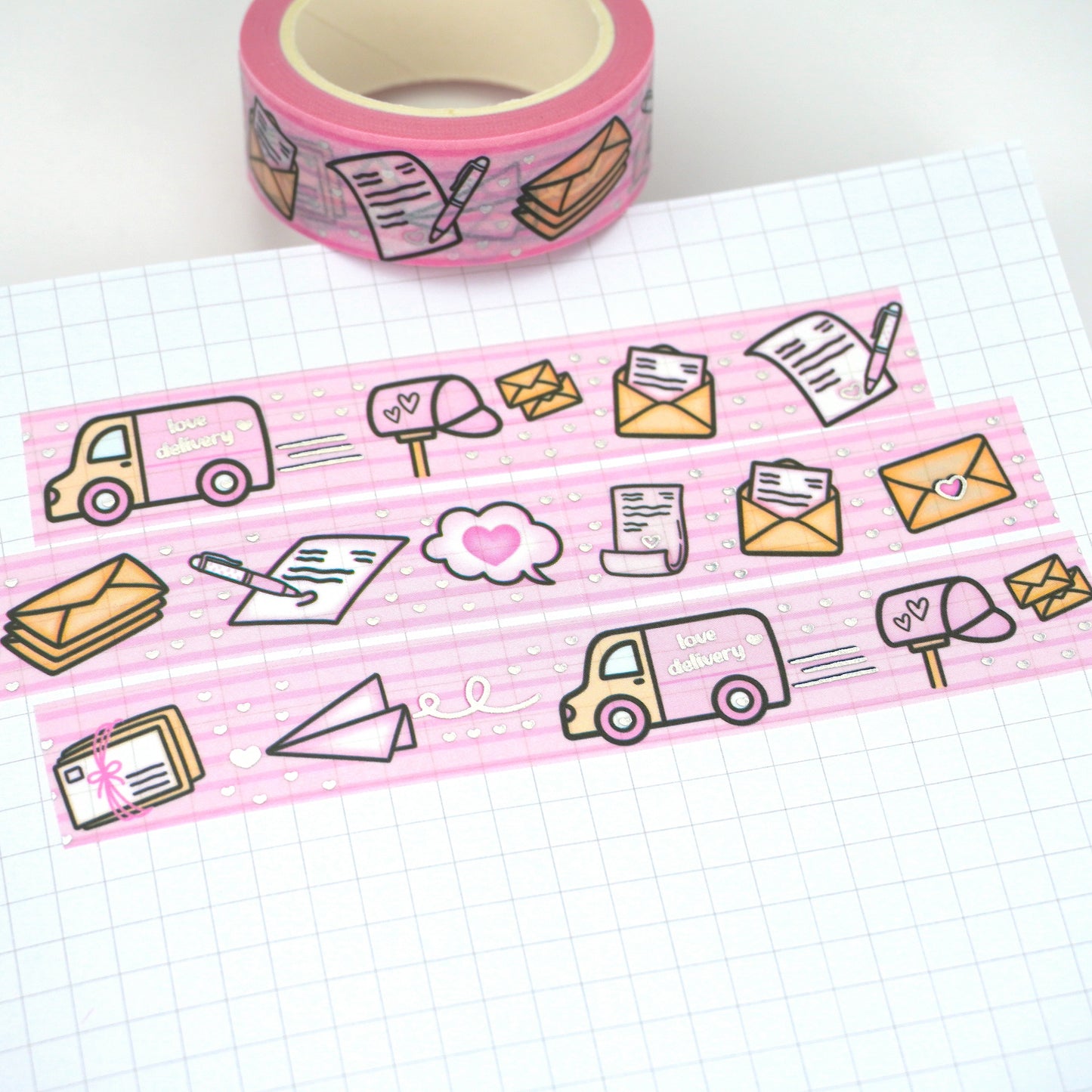 Love delivery | Silver foil | 15mm washi tape
