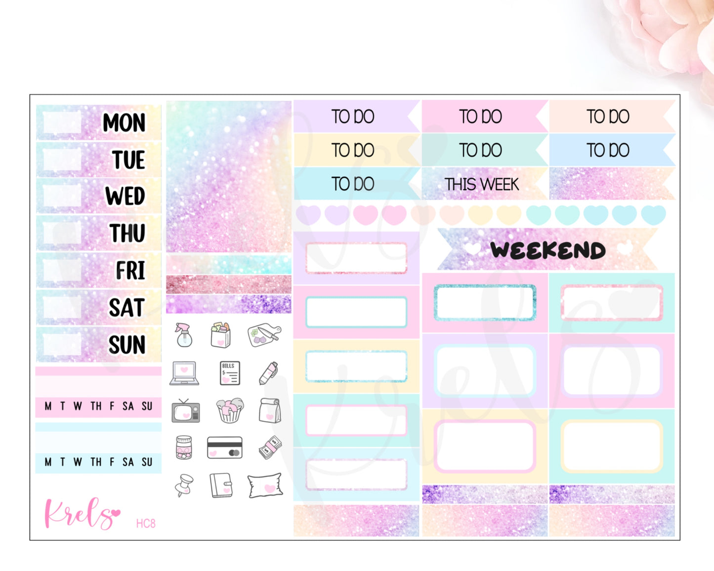HC8| Glitter Pastel | Hobonichi Cousin mini kit