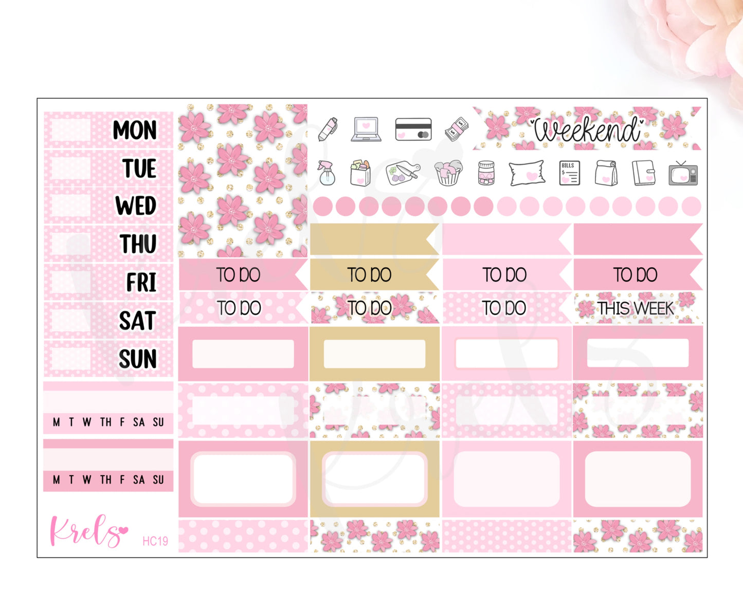 HC19| Pink flower | Hobonichi cousin