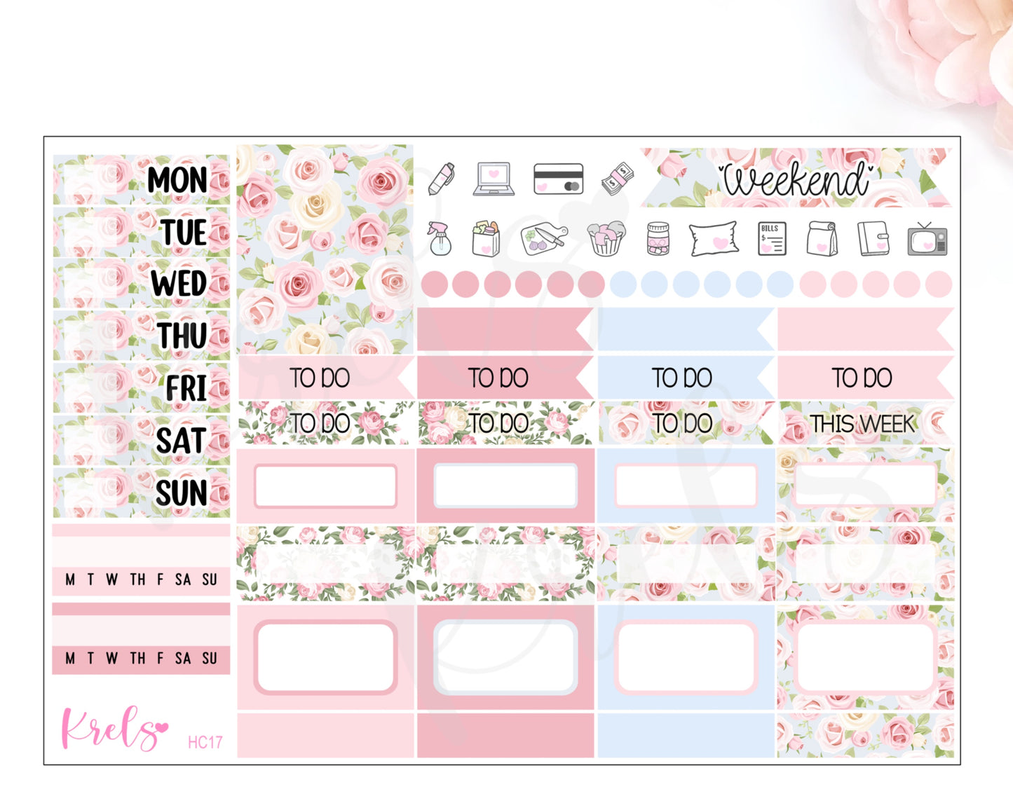 HC17| Pink Roses | Hobonichi cousin