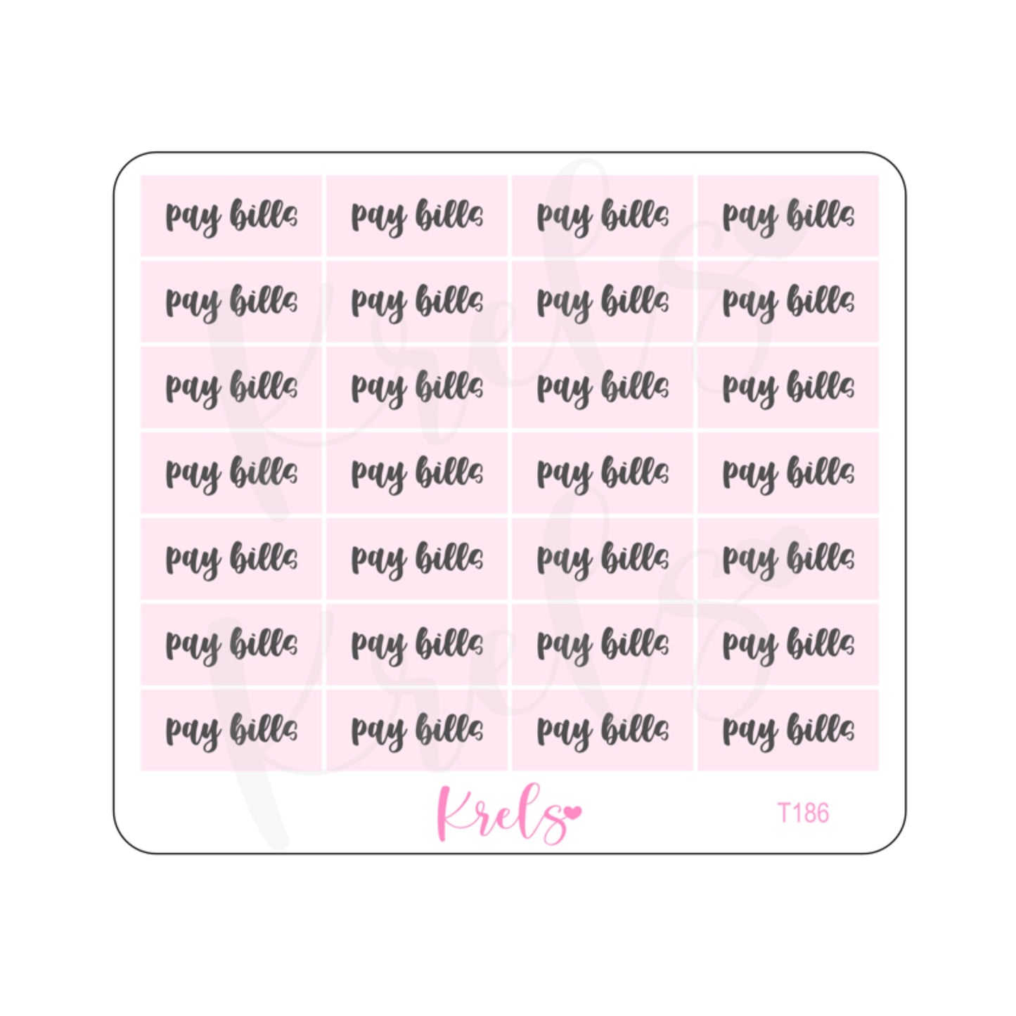 Pay bills | Pink minimal sticker | T186