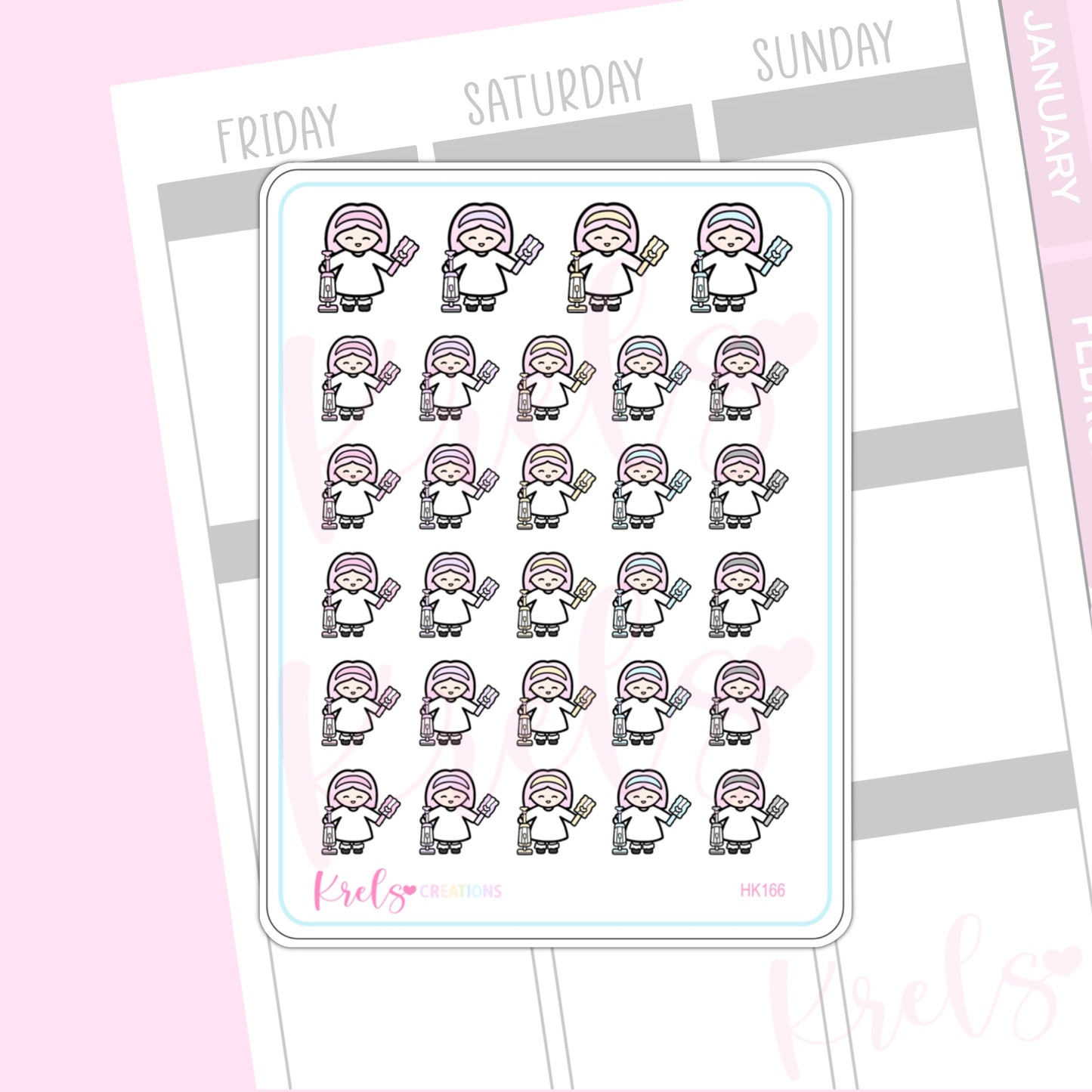 Cleaning Time - Little K Stickers | HK166