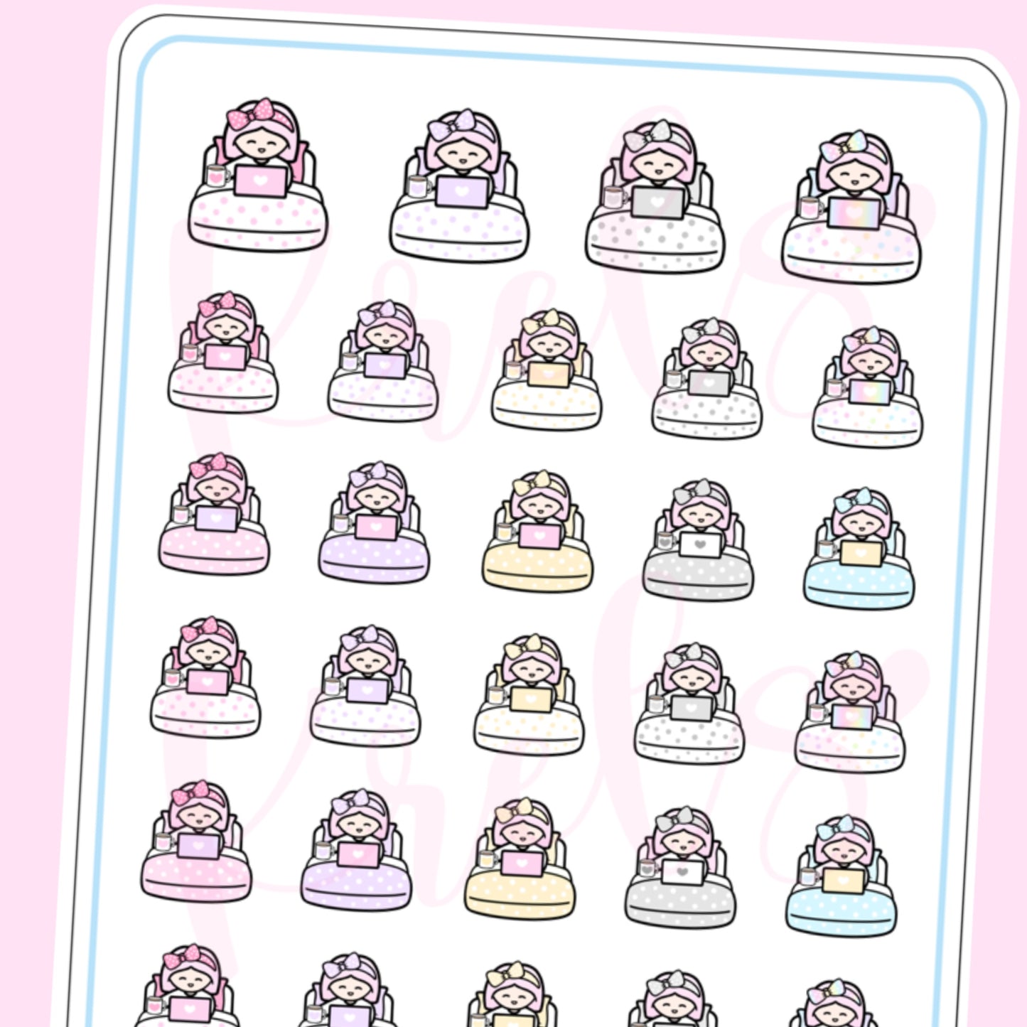 Working in the bed - Little K Stickers | HK165
