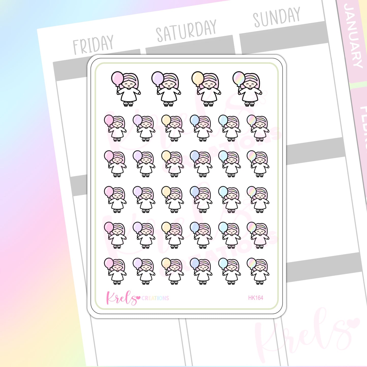 Balloon -Little K Stickers | HK164