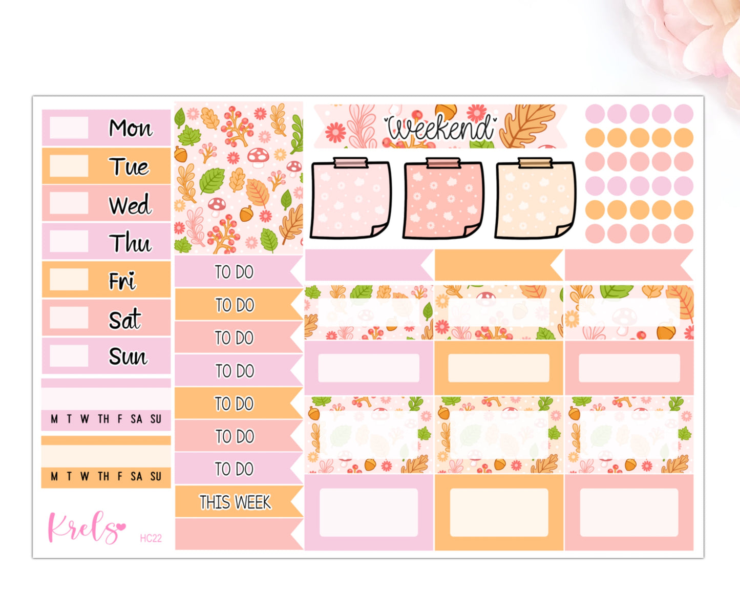 HC22 | Fall florals & leaves | FALL THEME 🍁 | Hobonichi cousin