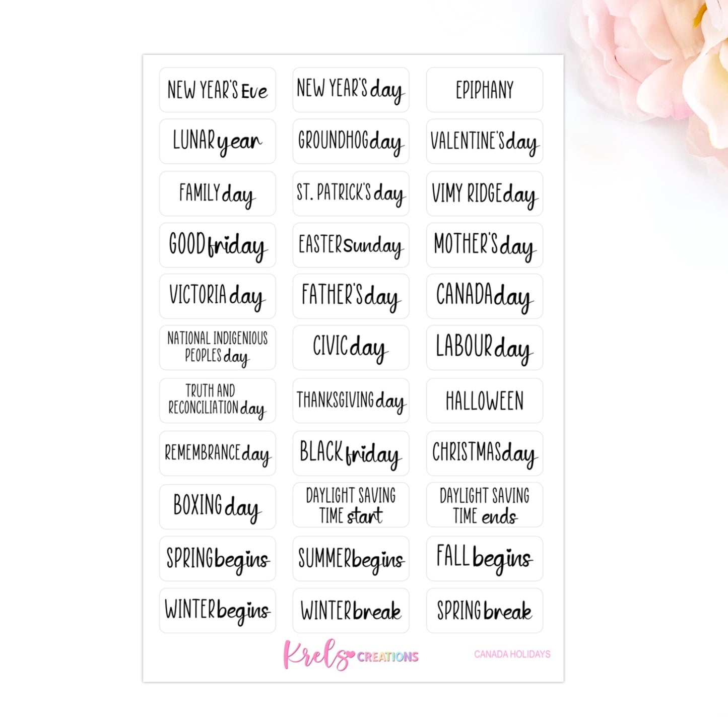 Canada Holidays and some events | Script stickers