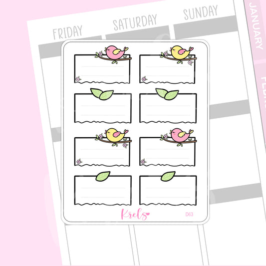 Spring bird note sticker | D63