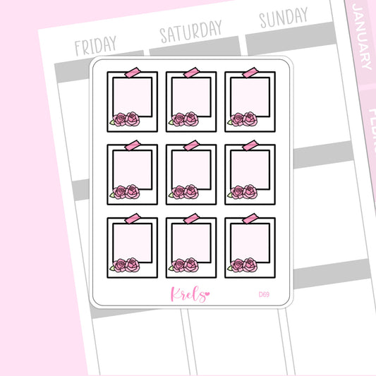 Rose polaroid note sticker | D69