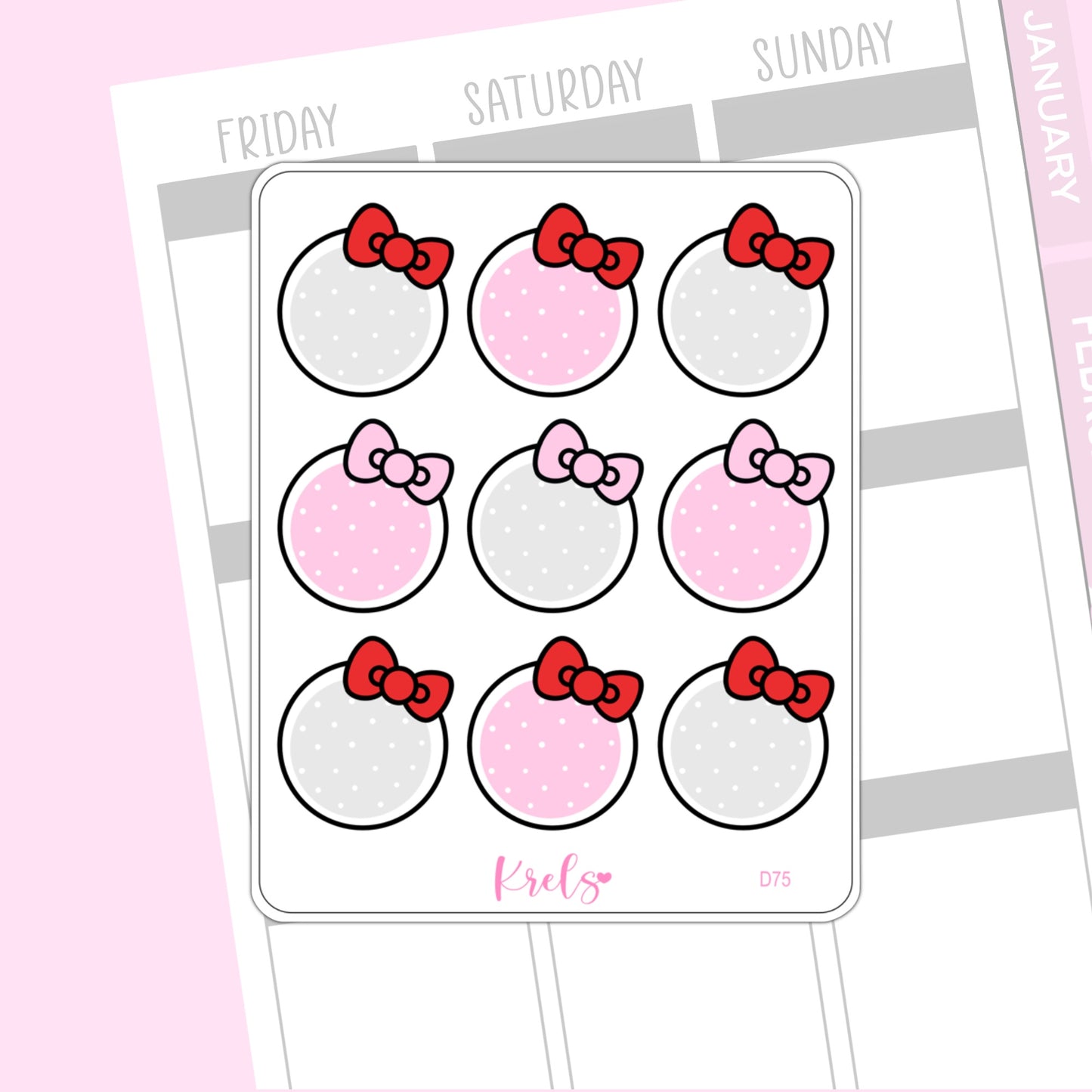 Hello kitty bow round notes | D75