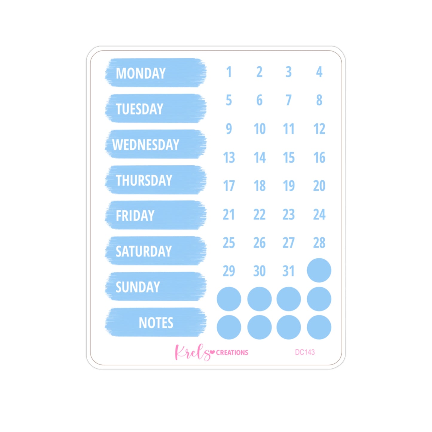DC143 | Weekdays and date dots