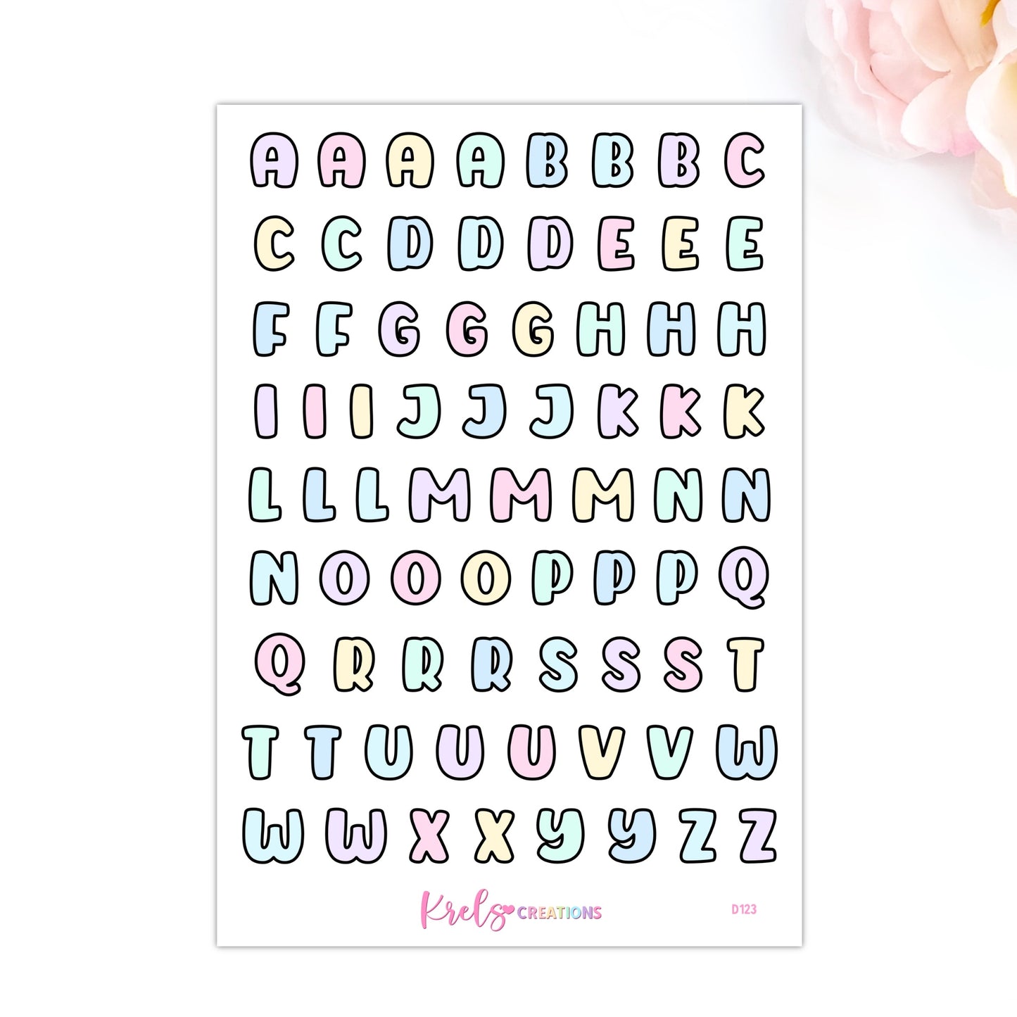 Letters sticker | Light Pastel | D123