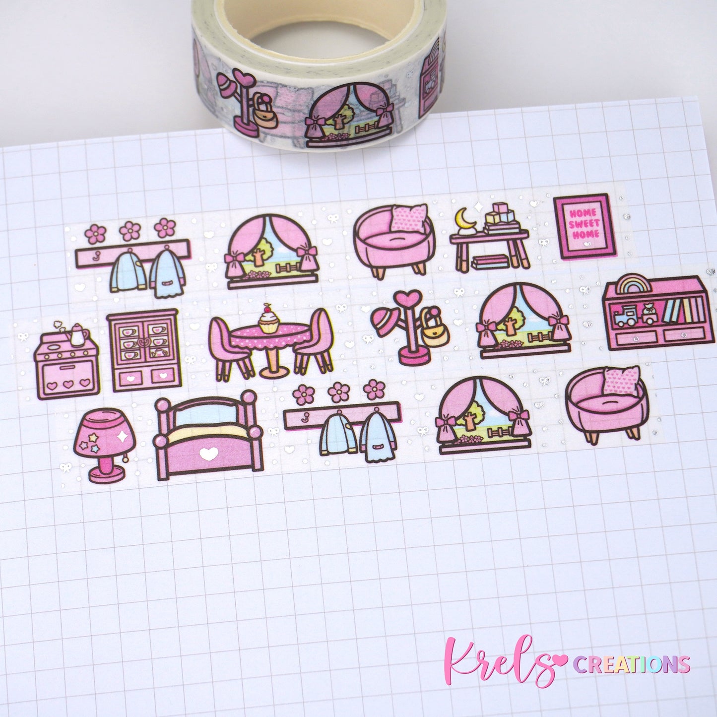Home Sweet Home - White | Silver foil | 15mm washi tape