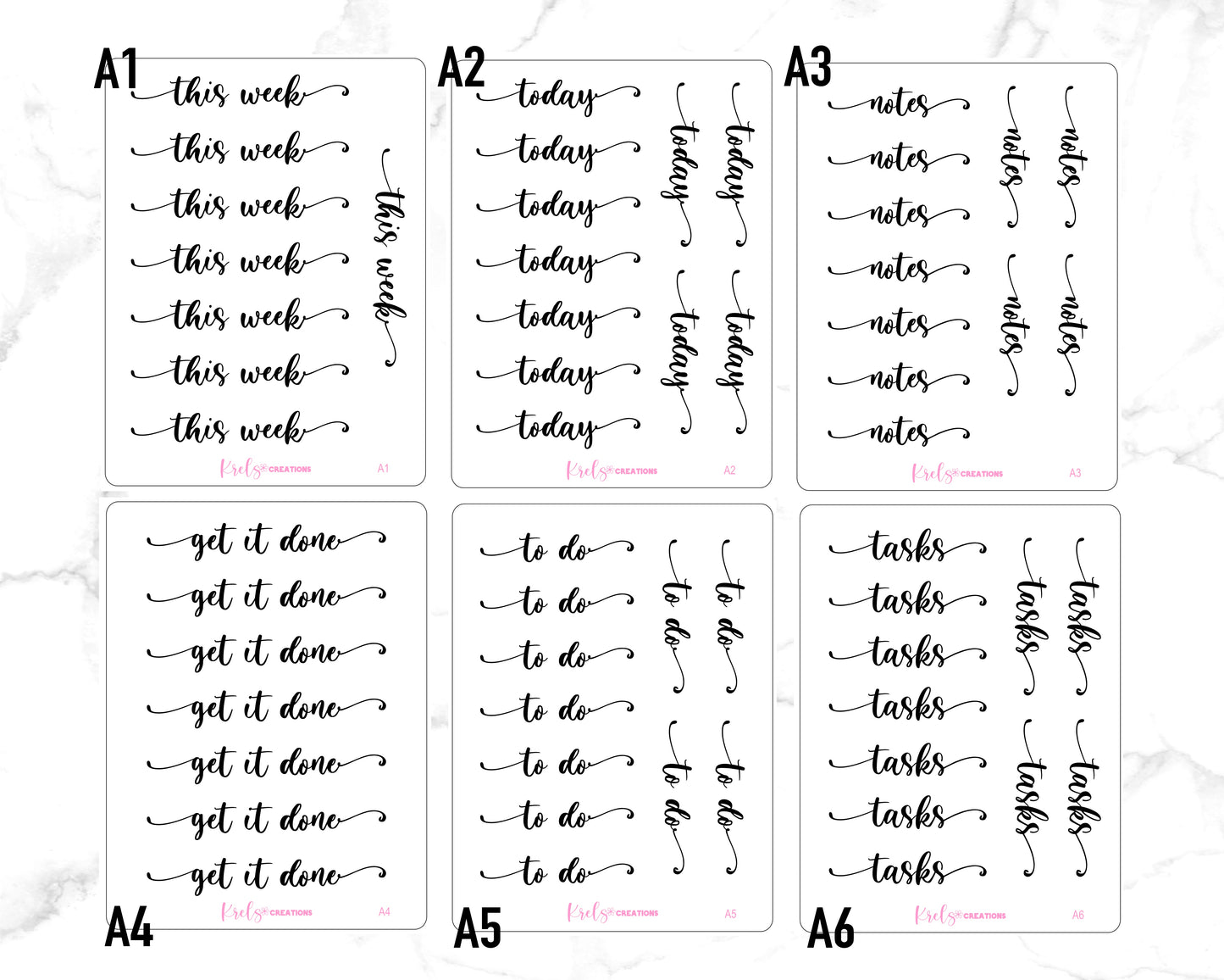 Glyphs Script / Special font | White Sticker Paper