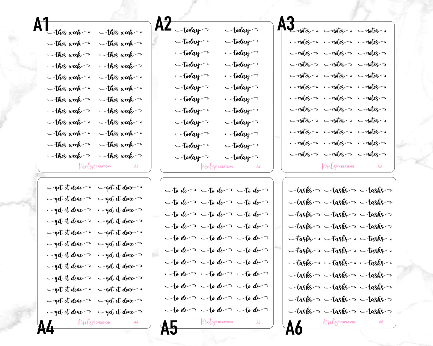 Glyphs Script / Special font | White Sticker Paper