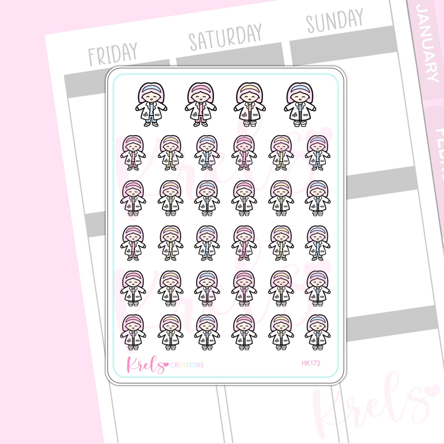 Wearing Lab Coat - Little K Stickers | HK174