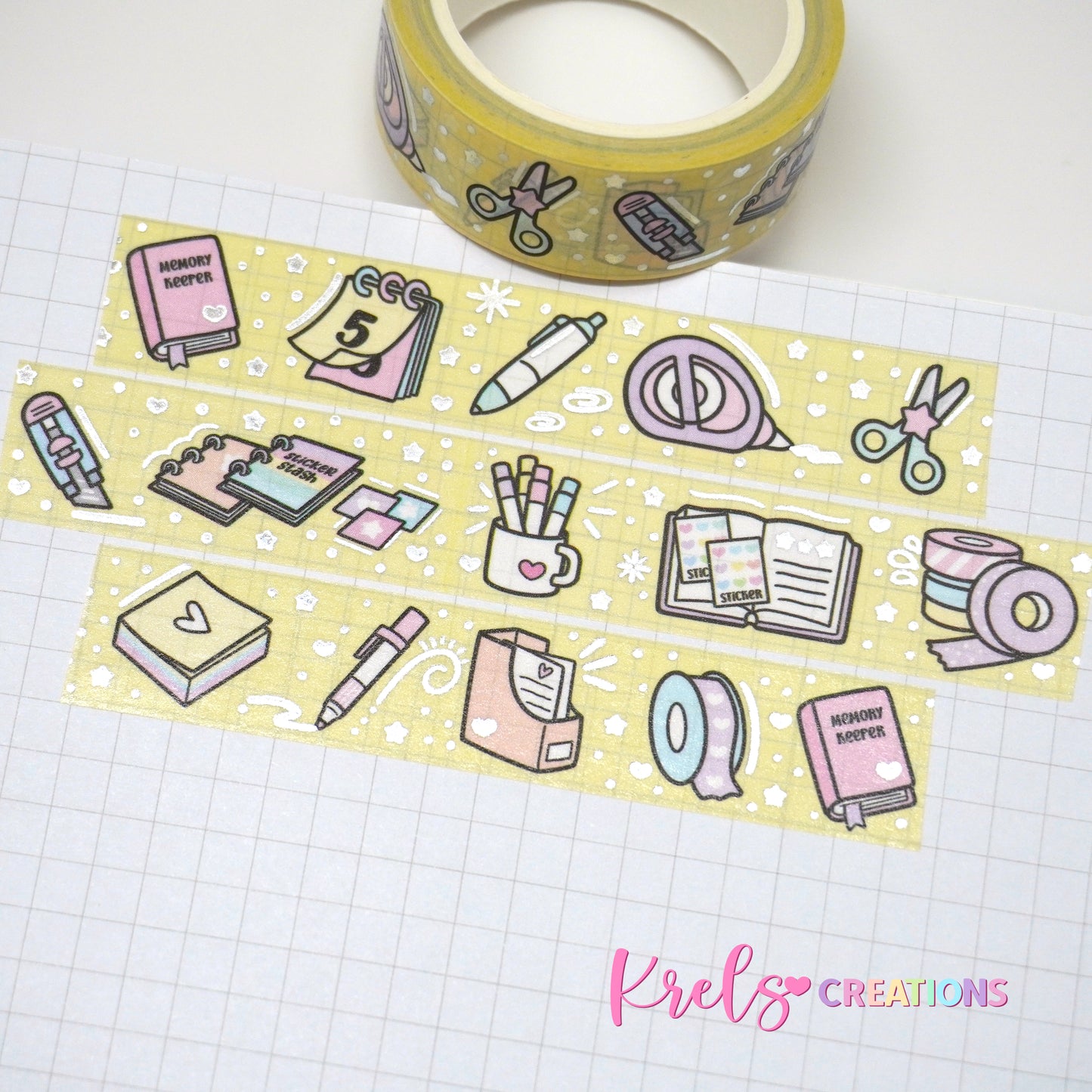 Planner love -Yellow | Silver foil | 15mm washi tape