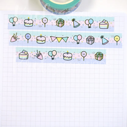 Celebration | Silver foil | 15mm washi tape