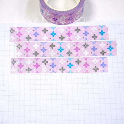 Pretty clover -Bubblegum | Silver foil | 15mm washi tape