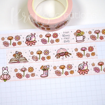 Daisy blooms | Silver foil | 15mm washi tape