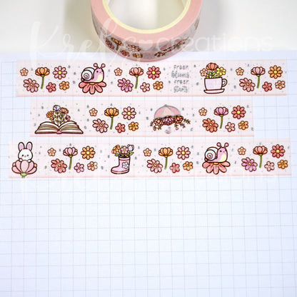 Daisy blooms | Silver foil | 15mm washi tape