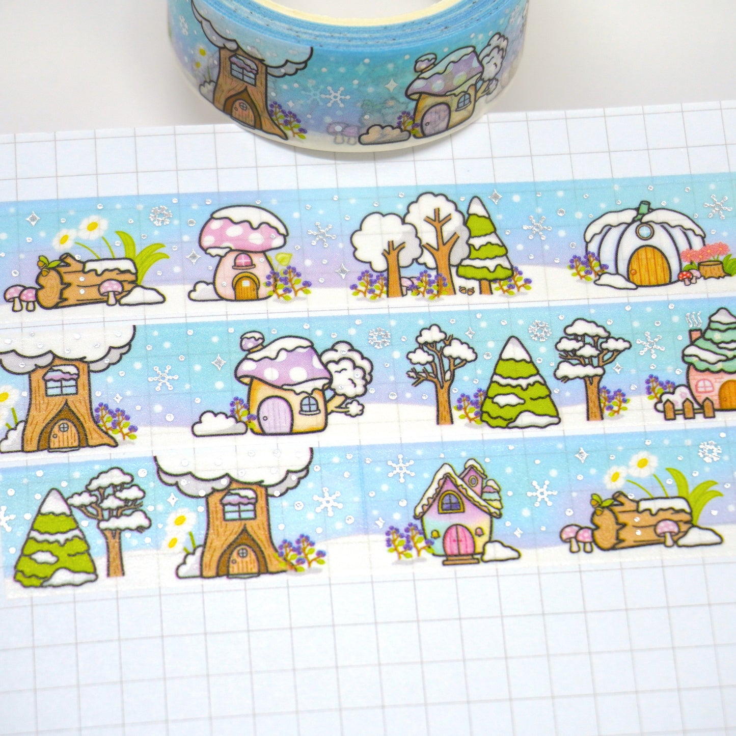 Magic Forest "Winter" | Silver foil | 15mm washi tape