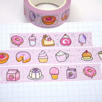 Sweet desserts | Silver foil | 15mm washi tape