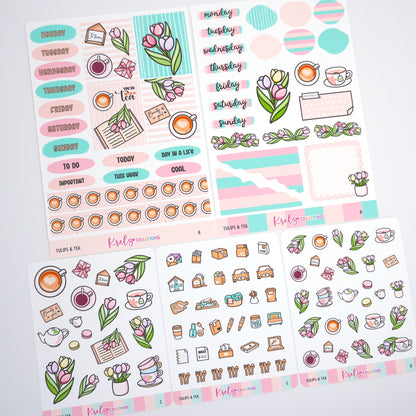 Tulips & Tea | Journaling sticker