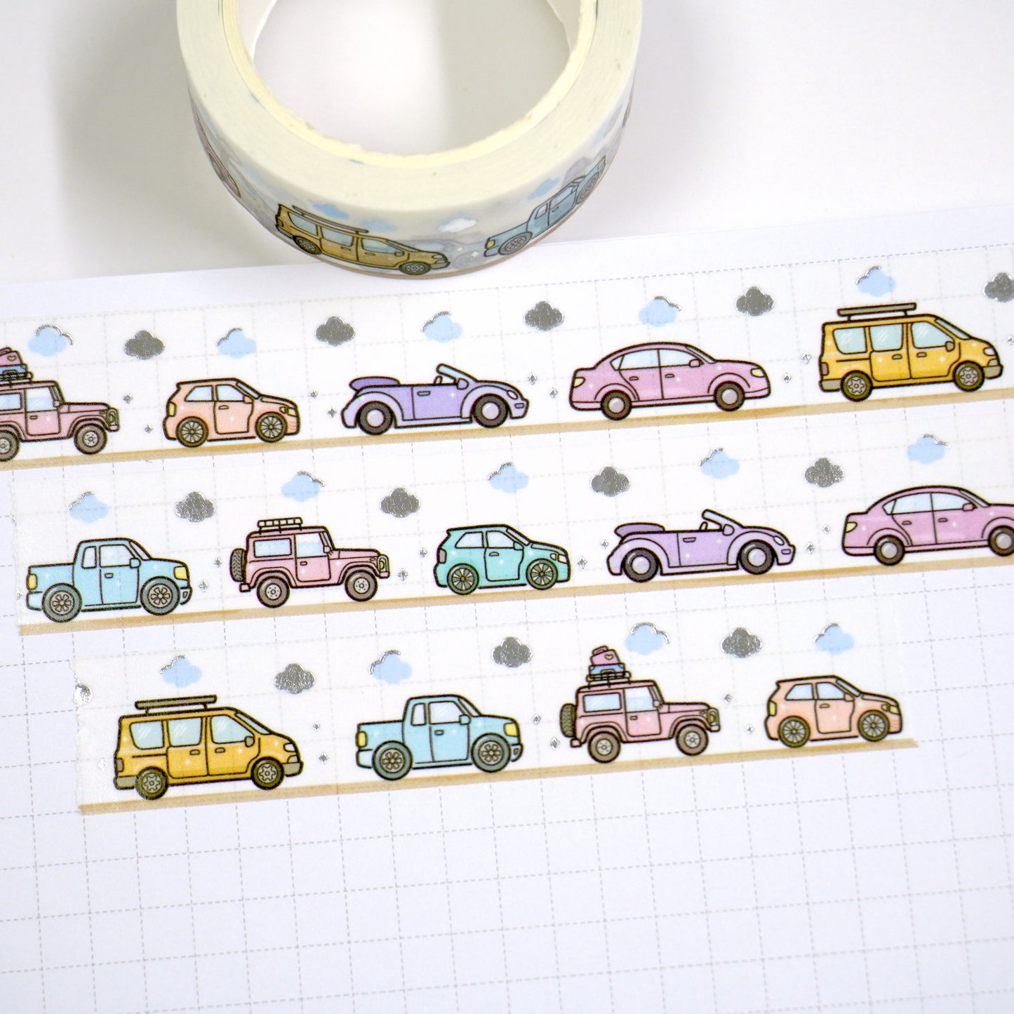 Road trip | Silver foil | 15mm washi tape