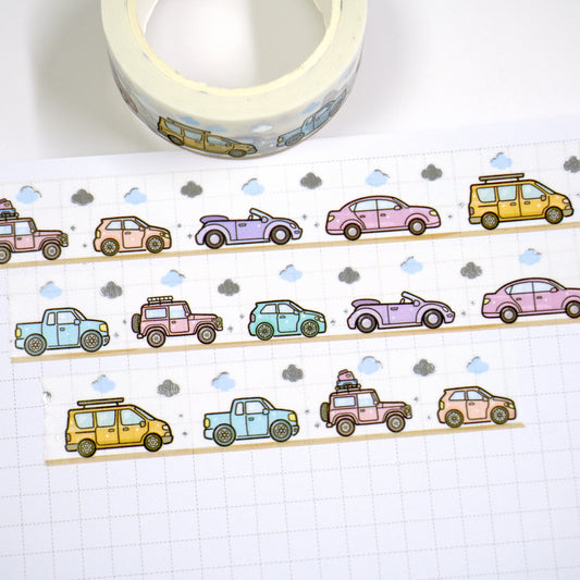 Road trip | Silver foil | 15mm washi tape