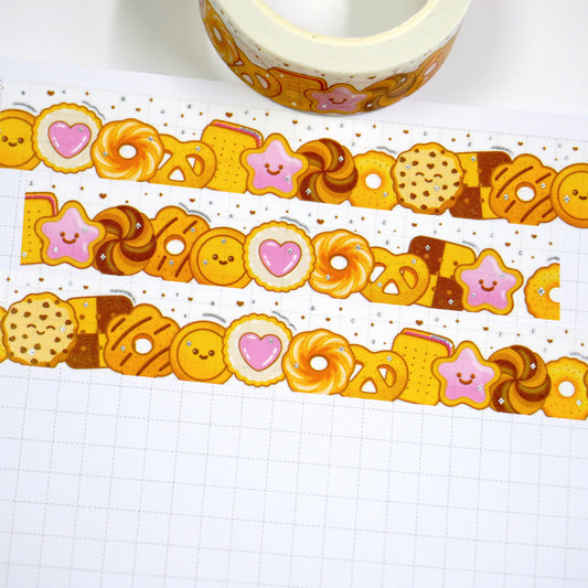 Cookie Craze | Silver foil | 15mm washi tape