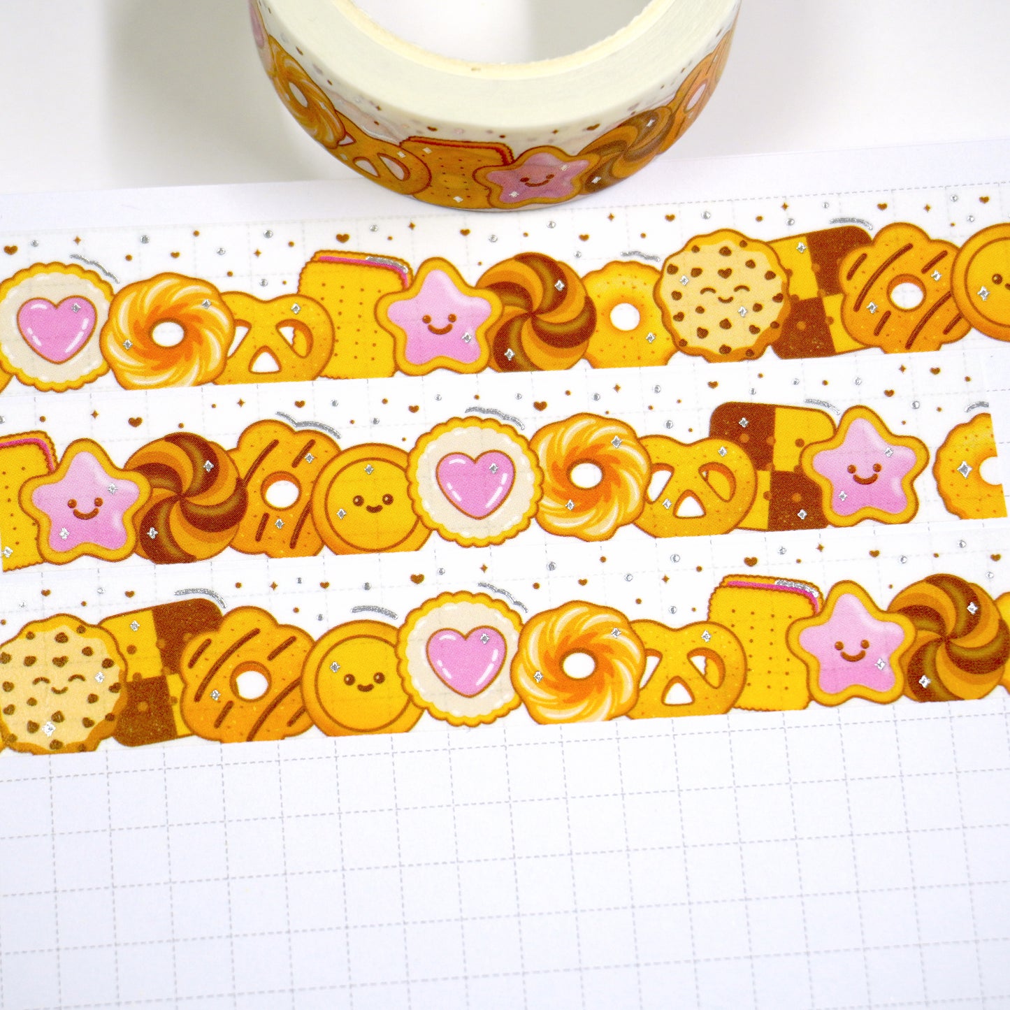 Cookie Craze | Silver foil | 15mm washi tape