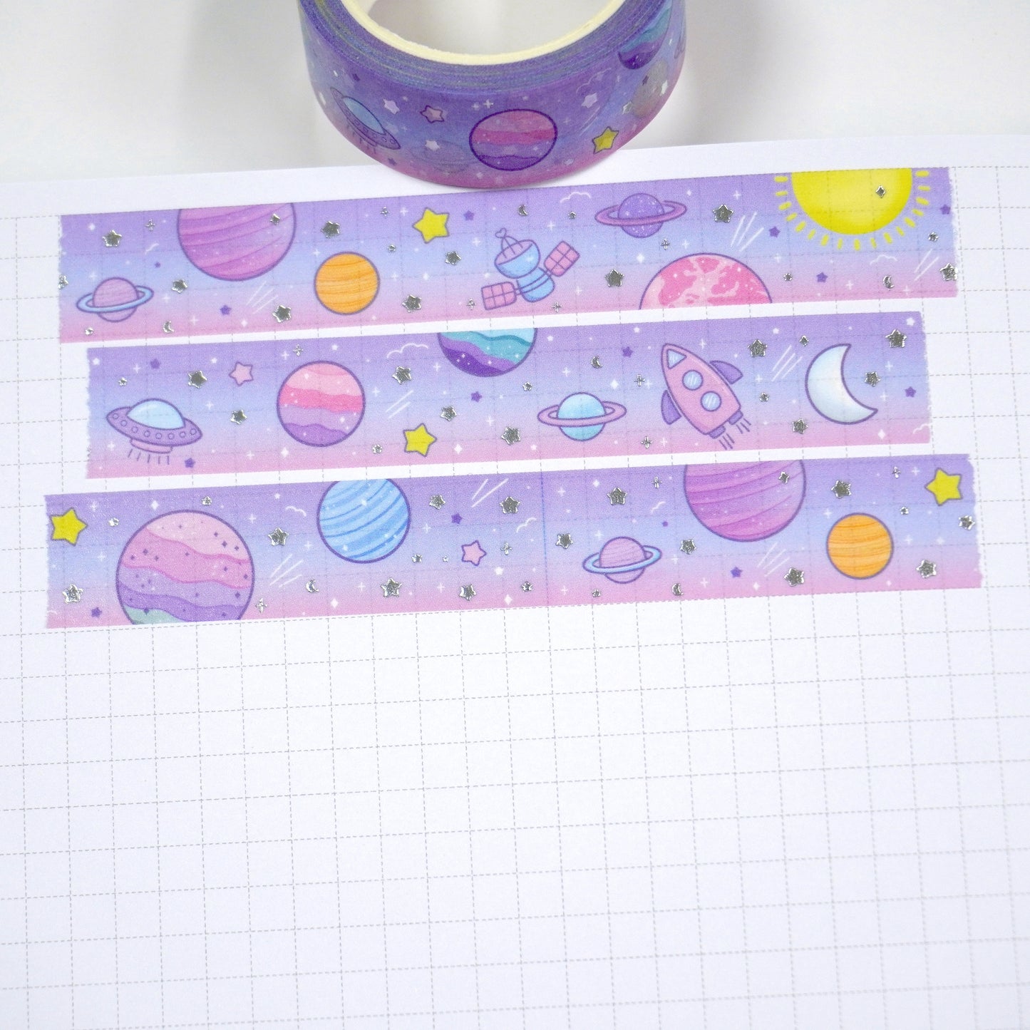 Pastel Outer Space | Silver foil | 15mm washi tape