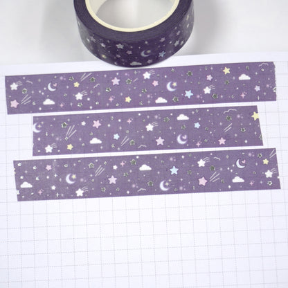Beyond the stars - Muted violet | Silver foil | 15mm washi tape