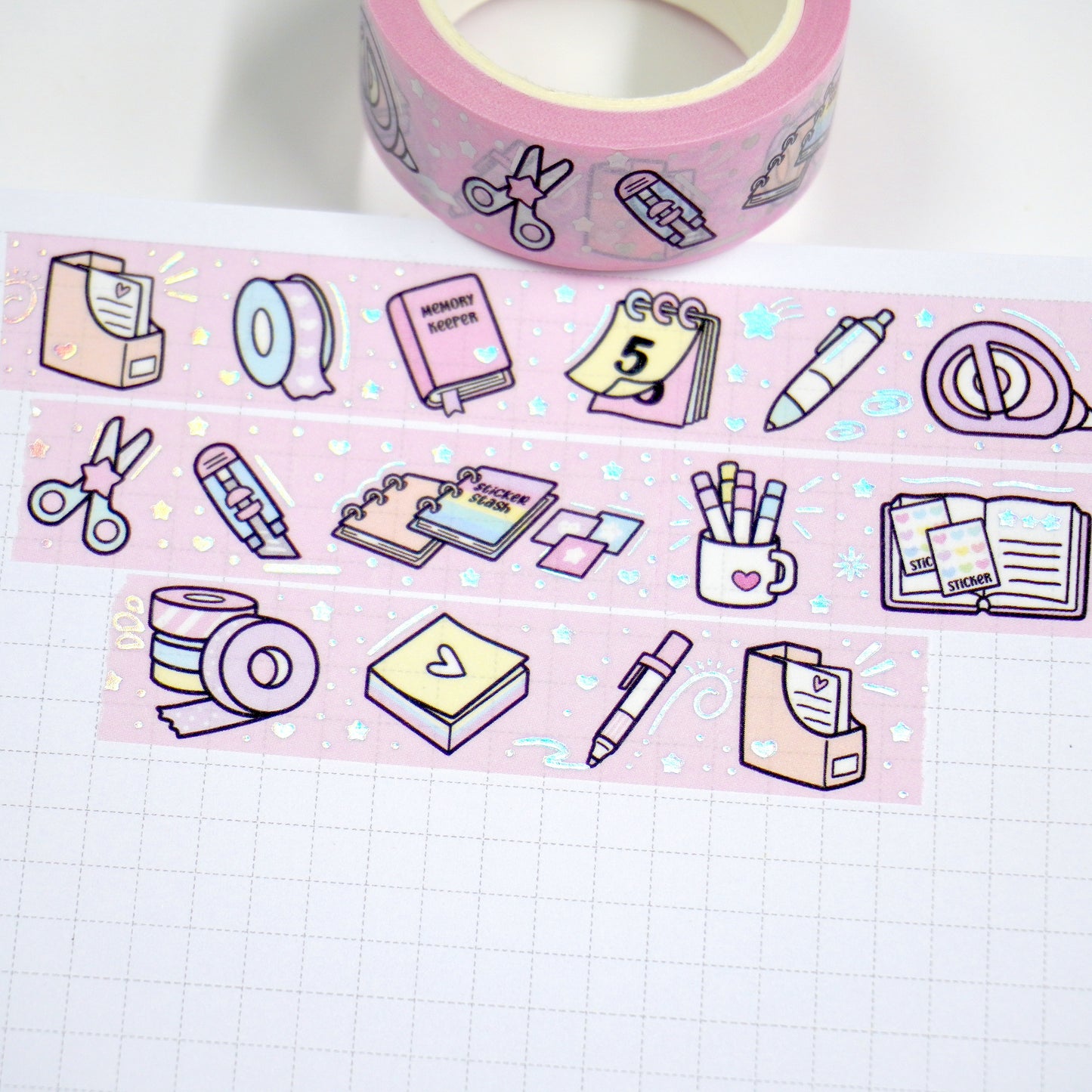 Planner love -Pink | Holo foil | 15mm washi tape